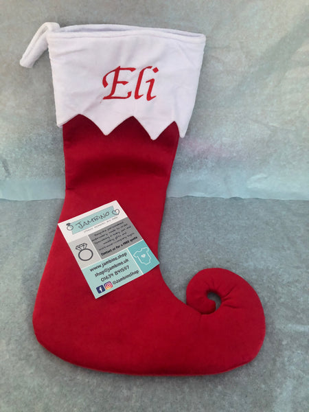 Curly Toe Red Christmas Stocking