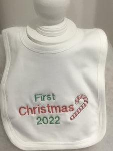 First Christmas Candy Cane bib 2022