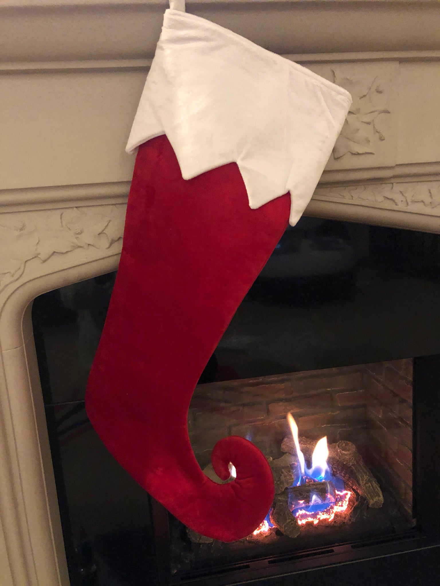 Curly Toe Red Christmas Stocking