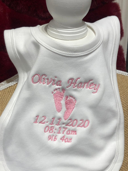 Personalised Birth Announcement Baby Bib