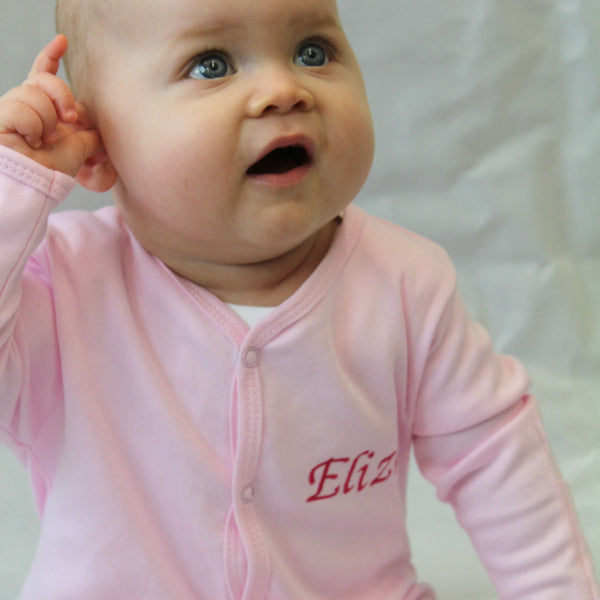 personalised sleepsuit baby pink