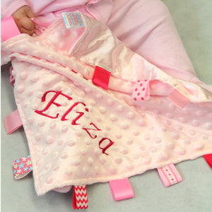 personalised comforter taggie blanket pink