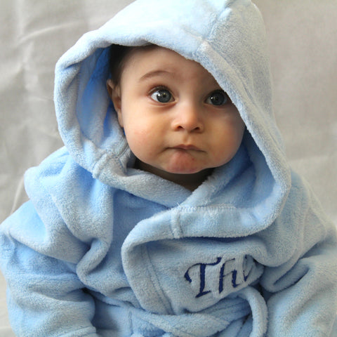personalised dressing gown baby toddler blue