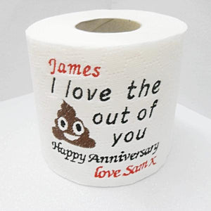 personalised novelty loo roll anniverary paper