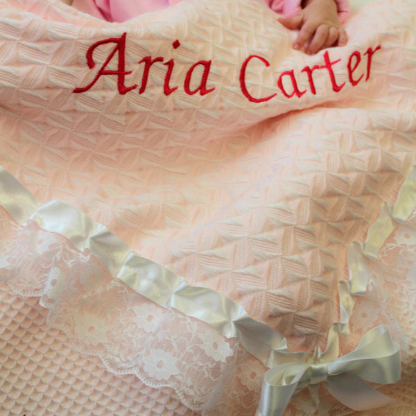 personalised blanket shawl pink baby toddler