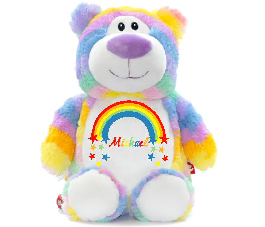 Personalised Multicoloured Rainbow Bear